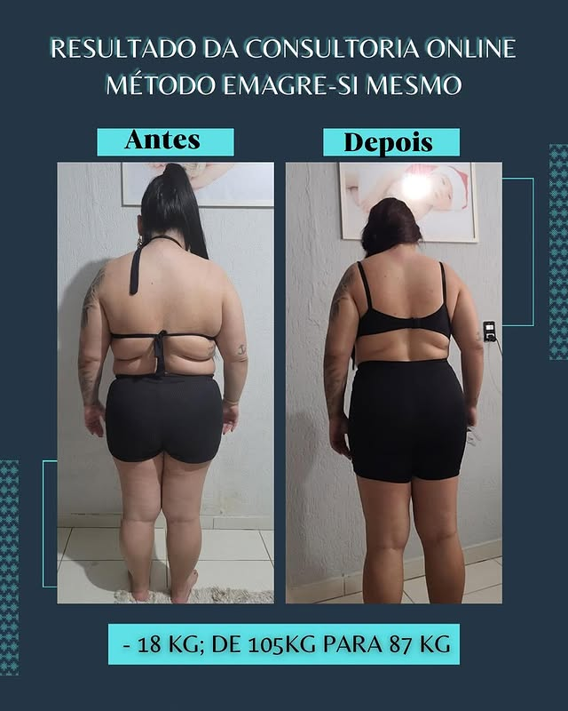 Antes e depois — resultado de emagrecimento, vista de costas